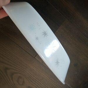Vintage glassbake divided baking dish, starburst, retro 1960s